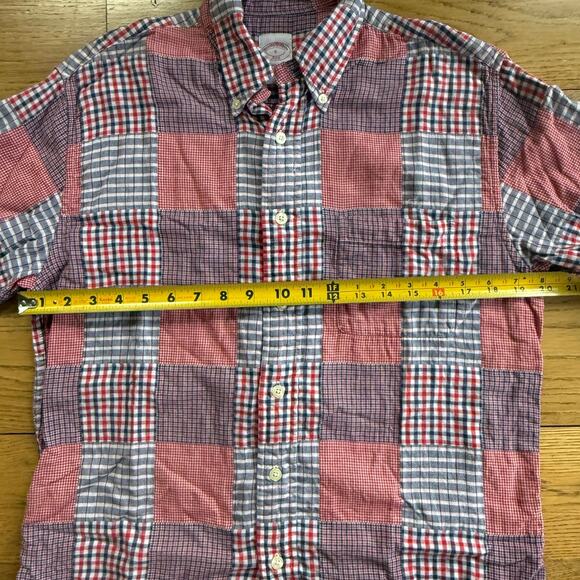 Brooks Brothers Original Polo Shirt SZ S Red White Blue Madres Preppy 4th July - Picture 6 of 10